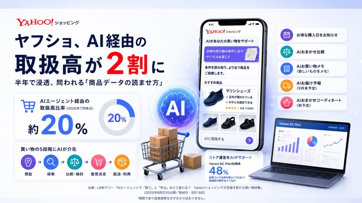 ヤフショ、AI経由の取扱高が2割に　半年で浸透、問われる「商品データの読ませ方」