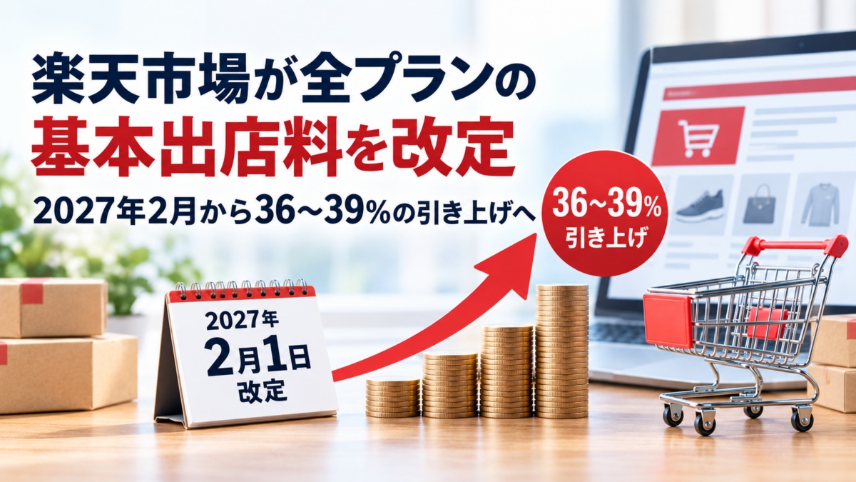 楽天市場が全プランの基本出店料を改定　2027年2月から36〜39％の引き上げへ