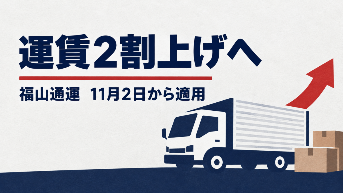 福山通運が11月2日に運賃改定　2024年度比で2割程度の値上げへ